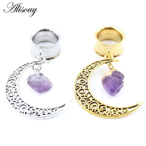 Moon Dangle Earring Stainless Steel Ear Tunnel Plug
