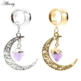 Moon Dangle Earring Stainless Steel Ear Tunnel Plug