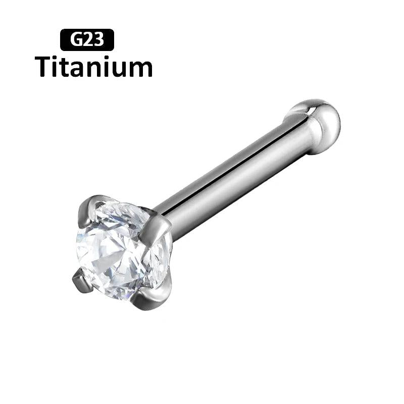G23 Titanium CZ Zircon Nose Rings Nose Stud Body Jewelry