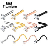 G23 Titanium CZ Zircon Nose Rings Nose Stud Body Jewelry
