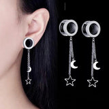 Sun Moon Dangle Stainless Steel Ear Tunnel Plugs Body Piercing