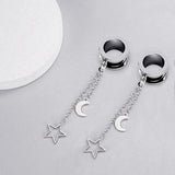 Sun Moon Dangle Stainless Steel Ear Tunnel Plugs Body Piercing