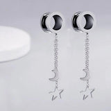 Sun Moon Dangle Stainless Steel Ear Tunnel Plugs Body Piercing