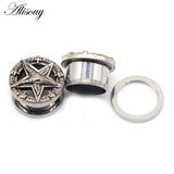 2pcs Stainless Steel Skull Star Pulley Ear Tunnels 8-25mm