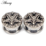 2pcs Stainless Steel Skull Star Pulley Ear Tunnels 8-25mm