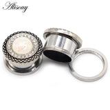 2pcs Stainless Steel Skull Star Pulley Ear Tunnels 8-25mm
