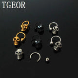 Skull Surgical Steel Circular Piercing Titanium Horseshoe Ring