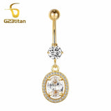 Clear Zircon Dangling Belly Button Rings Sexy Women Bright Heart Water Drop