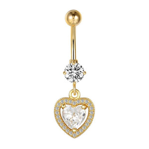 Clear Zircon Dangling Belly Button Rings Sexy Women Bright Heart Water Drop