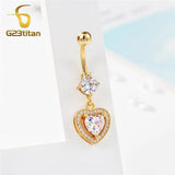 Clear Zircon Dangling Belly Button Rings Sexy Women Bright Heart Water Drop
