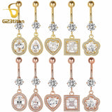 Clear Zircon Dangling Belly Button Rings Sexy Women Bright Heart Water Drop