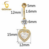 Clear Zircon Dangling Belly Button Rings Sexy Women Bright Heart Water Drop