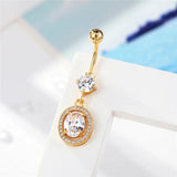 Clear Zircon Dangling Belly Button Rings Sexy Women Bright Heart Water Drop