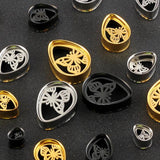 2 PCS Stainless Steel Flared Ear Plugs Butterfly Teardrop Tunnels