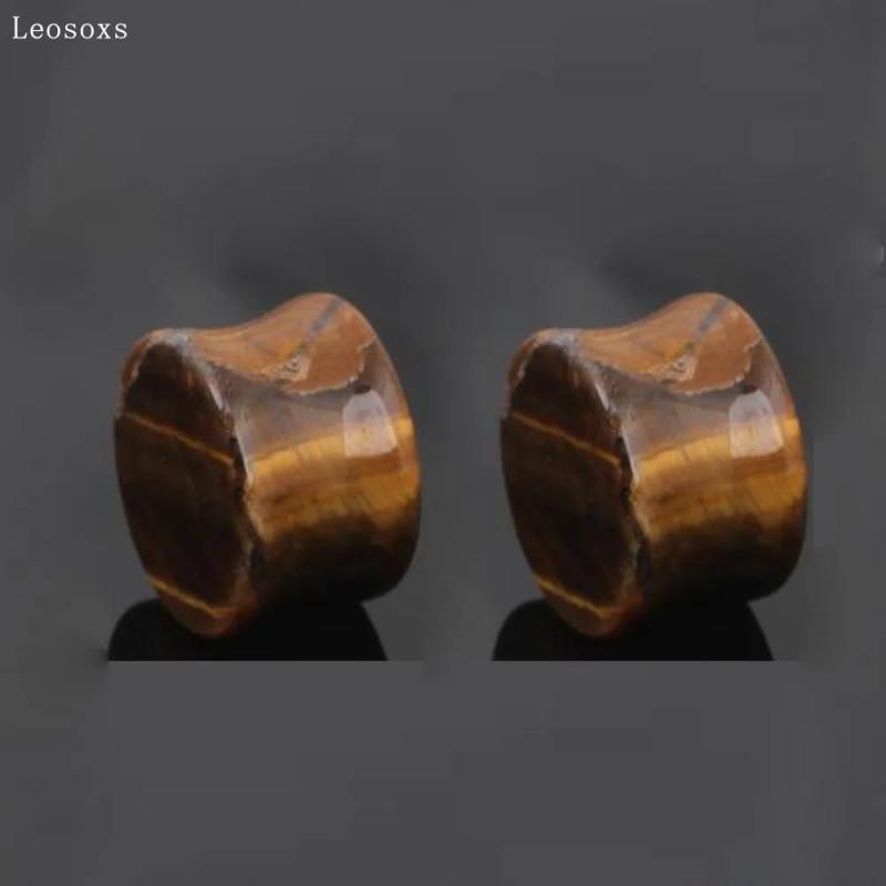 Leosoxs 2pcs Tiger Eye Stone Ear Expander Rod EAR TUNNEL