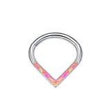 G23 Titanium Opal Segment Ring Body Jewelry 16G