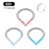 G23 Titanium Opal Segment Ring Body Jewelry 16G