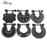 2pcs Nipple Piercing Barbell Flower Dangle Shield Stainless Steel Body Jewelry