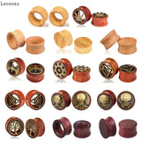 Leosoxs 2pc 8-20mm Wood Ear Plug and Tunnel Earring