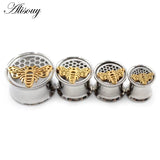 2PC Stainless Steel Bee Ear Piercing Tunnels Gauges Body Jewelry 8-25mm