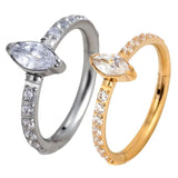 Titanium CZ Pave Marquise Stone Center Hinged Segment Hoop Nose Ring