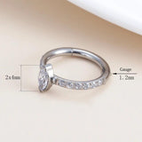 Titanium CZ Pave Marquise Stone Center Hinged Segment Hoop Nose Ring
