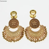 Leosoxs 2pcs Stainless Steel Dangle Gauges Earring Expander 6-25mm