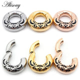 Retro Flower Magnetic Ear Weights Expander Stretcher Plugs Gauge Earring