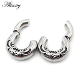 Retro Flower Magnetic Ear Weights Expander Stretcher Plugs Gauge Earring