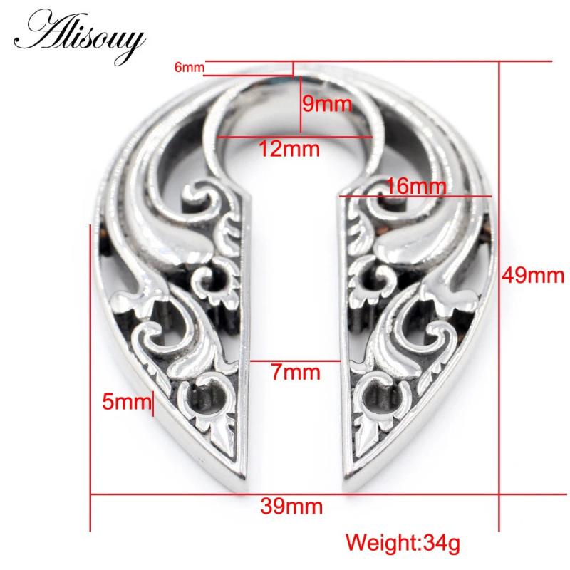 Stainless Steel Retro Pattern Ear Weights Expander Plugs Body Piercing Jewelry