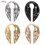 Stainless Steel Retro Pattern Ear Weights Expander Plugs Body Piercing Jewelry