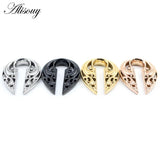 Stainless Steel Retro Pattern Ear Weights Expander Plugs Body Piercing Jewelry