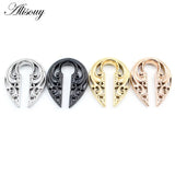 Stainless Steel Retro Pattern Ear Weights Expander Plugs Body Piercing Jewelry