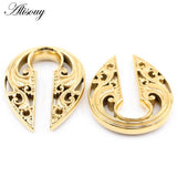 Stainless Steel Retro Pattern Ear Weights Expander Plugs Body Piercing Jewelry
