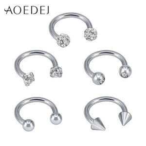 10pcs Stainless Steel Nose Rings Eyebrow Piercing Septum Clicker Labret