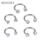 10pcs Stainless Steel Nose Rings Eyebrow Piercing Septum Clicker Labret