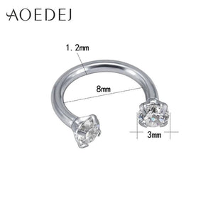 10pcs Stainless Steel Nose Rings Eyebrow Piercing Septum Clicker Labret