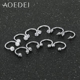 10pcs Stainless Steel Nose Rings Eyebrow Piercing Septum Clicker Labret