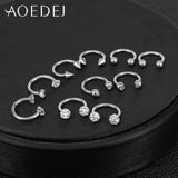 10pcs Stainless Steel Nose Rings Eyebrow Piercing Septum Clicker Labret