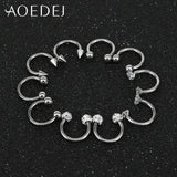 10pcs Stainless Steel Nose Rings Eyebrow Piercing Septum Clicker Labret
