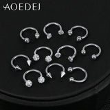 10pcs Stainless Steel Nose Rings Eyebrow Piercing Septum Clicker Labret