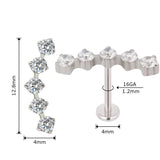 G23 Titanium 5 Prong Zircon Paved Ear Studs
