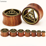 Leosoxs 2pcs Hollow Wood Ear Expander Double-sided Piercing Jewelry