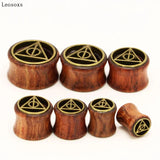 Leosoxs 2pcs Hollow Wood Ear Expander Double-sided Piercing Jewelry