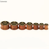 Leosoxs 2pcs Hollow Wood Ear Expander Double-sided Piercing Jewelry