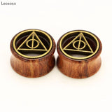Leosoxs 2pcs Hollow Wood Ear Expander Double-sided Piercing Jewelry