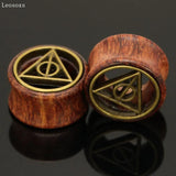 Leosoxs 2pcs Hollow Wood Ear Expander Double-sided Piercing Jewelry