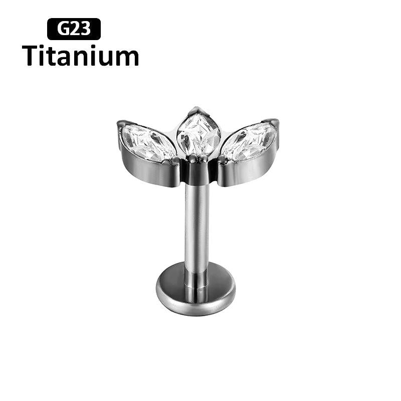 F136 Titanium CZ Labret Lip Ear Bar Cartilage Earring 16G