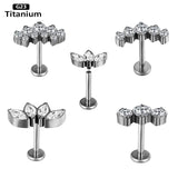 F136 Titanium CZ Labret Lip Ear Bar Cartilage Earring 16G