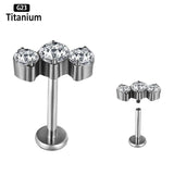 F136 Titanium CZ Labret Lip Ear Bar Cartilage Earring 16G